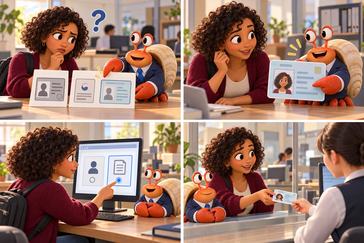 A student compares different identity-document diagrams with Sora.