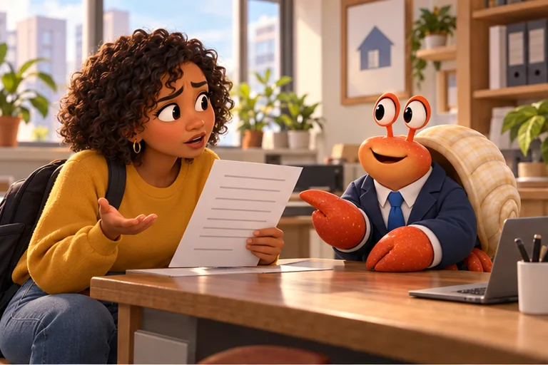 A student shows Sora a document stating a short lease term.